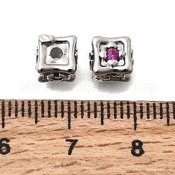 Messing Micro Pave bunte Zirkonia Perlen&nbsp;KK-N289-25P