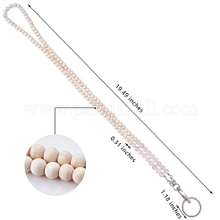 Porte-cartes de visite en quartz rose naturel et perles de bois&nbsp;HJEW-SW00016-02