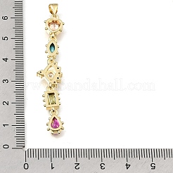 Grandi pendenti in ottone con micro pavé di zirconi colorati&nbsp;KK-E802-18G-A