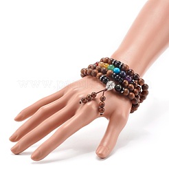 Bracelets enroulés de perles de bois naturel&nbsp;BJEW-JB07022-03