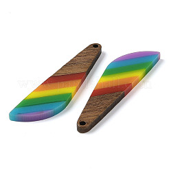 Anhänger aus Harz und Walnussholz mit Regenbogenmotiv&nbsp;WOOD-K012-12B