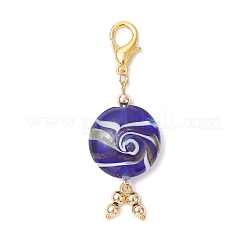 Pendentif décoratif rond et plat en verre fait main&nbsp;HJEW-JM03812