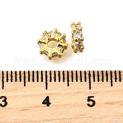 Entretoises rondes plates en laiton avec micro pavé de zircons cubiques&nbsp;KK-L230-01G-01