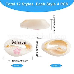 48 pz. 12 perline di conchiglia di ciprea stampate&nbsp;SHEL-PH0001-31