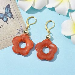 Orecchini pendenti a monachella con fiori in acrilico&nbsp;EJEW-JE05625-03