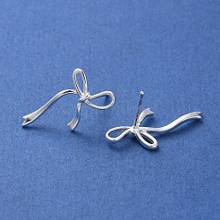 925 aretes de plata de ley con lazo&nbsp;EJEW-P296-05S