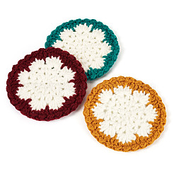 3 Stück handgewebter Polyester-Makramee-Untersetzer in Schneeflockenform&nbsp;DIY-TA0013-97