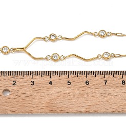 Collane a Y da donna con ciondolo in acciaio inossidabile 304 e strass di cristallo.&nbsp;NJEW-F375-01G-06