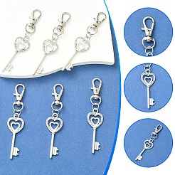 6 colgante de aleación con forma de llave de corazón&nbsp;HJEW-YW00392