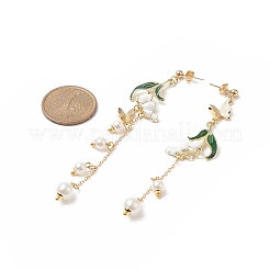 Boucles d'oreilles asymétriques fleur en émail alliage avec papillon&nbsp;EJEW-JE05203