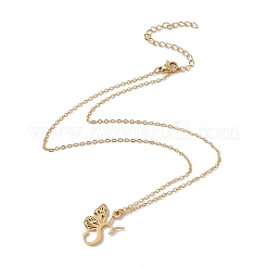 Lettre initiale avec collier pendentif papillon&nbsp;NJEW-C026-01G-S