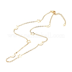 Collier à maillons lune et étoile en acier inoxydable 304&nbsp;NJEW-JN03592