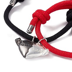 2pcs 2 braccialetti di fascino del cuore di corrispondenza della lega del magnete di colore messi&nbsp;BJEW-E011-04BS