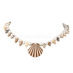 Colliers pendentifs ronds en perles de verre opaque acrylique&nbsp;NJEW-JN06306-02