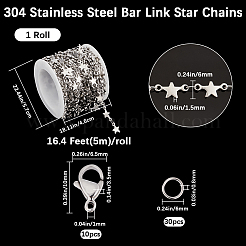 DIY Stern 304 Edelstahl Bar Link Ketten Halsketten/Armbänder Herstellung Kits&nbsp;DIY-BBC0002-36