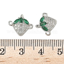 Ciondoli a forma di frutta in ottone con pavé di zirconi cubici verdi e trasparenti&nbsp;KK-Z109-01P-03