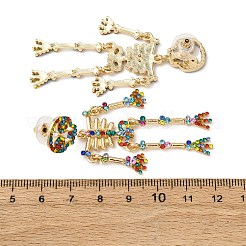 Ohrstecker mit Skelett-Anhänger aus Legierung&nbsp;EJEW-Z142-02G