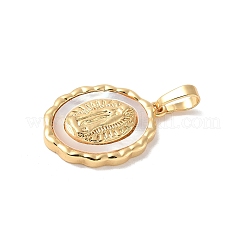 Pendenti in conchiglia bianca naturale con pavé in ottone&nbsp;KK-S522-07A-G