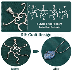 4 pièces 4 styles de pendentifs en laiton&nbsp;KK-PH0010-44P