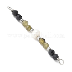 Ciondoli con perline di labradorite naturale sfaccettata rotonda e spinello nero e perle d'acqua dolce coltivate naturali di patata&nbsp;PALLOY-JF03532-07