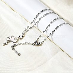 Collane a catena con ciondolo a forma di fenicottero in acciaio inossidabile 304 per donna e uomo&nbsp;NJEW-Q032-02A-P