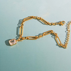 Braccialetti con ciondoli in acciaio inossidabile 304 con zirconi cubici&nbsp;SA-CBA8C9C-06A-G