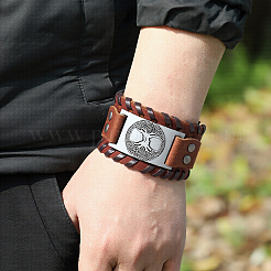 1 Stück geflochtene Armbänder aus Kunstleder&nbsp;BJEW-CL0001-08