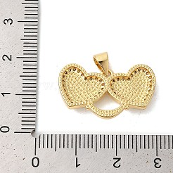 Pendentifs en laiton à double cœur avec micro pavé de zircone cubique&nbsp;KK-K385-046G