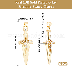 6pcs pendentifs en laiton micro pavé de zircone cubique&nbsp;KK-BBC0027-33