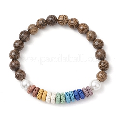 Bracelets extensibles en bois de wengé naturel&nbsp;BJEW-JB12155-01