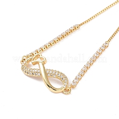 Bracelets à maillons infini avec cœur en laiton micro pavé de zircone cubique transparent&nbsp;BJEW-H605-01G-03
