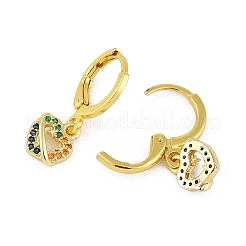 Orecchini a cerchio da donna in ottone con micro pavé di zirconi cubici&nbsp;EJEW-B067-01G-01