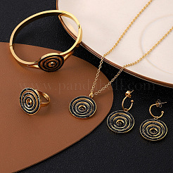 Spirale 304 Edelstahl Strass Anhänger Halsketten & Ohrstecker & Armreifen & Ringe Sets für Frauen&nbsp;FS-WG7CDFF-02