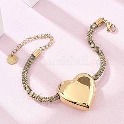 Bracciali a maglie a cuore in acciaio inossidabile 304&nbsp;BJEW-C089-12G
