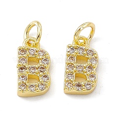 Véritable micro-pavé en laiton plaqué 18k or véritable breloques en zircone cubique transparente&nbsp;KK-E068-VB452-B