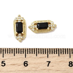 Cabochon rettangolari in ottone con pavé di zirconi cubici trasparenti&nbsp;KK-A275-14G