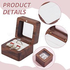 Cajas magnéticas de regalo con forma de anillo de madera cuadrado&nbsp;CON-WH0089-109B