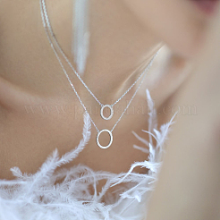 Ensemble collier et boucles d'oreilles géométriques en argent et zircon s925&nbsp;KG6962-3