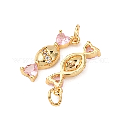 Pendentifs avec zircon cubiques à micro-pavés en laiton&nbsp;X-KK-D019-23G