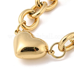 Pulsera de acero inoxidable 304 con forma de corazón y cadenas tipo cable.&nbsp;BJEW-P308-01G
