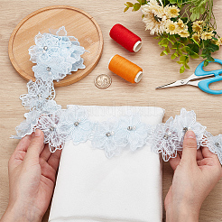 Doppellagige Polyester-Blumenspitzenbänder&nbsp;DIY-WH0656-60A
