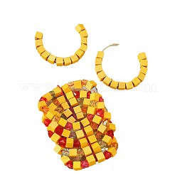 Mehrschichtige Armbänder und Ohrringe im Bohème-Stil aus Kunstharzlegierung und Holzperlen für Damen&nbsp;FS-WGC5D43-03
