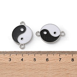 Breloques connecteurs yin-yang en alliage émaillé noir et blanc&nbsp;PALLOY-V009-10P