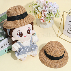 Stroh- und Polyesterhut für Puppen&nbsp;DOLL-WH0001-17B