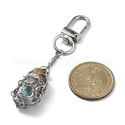 Pendentif en forme de bouteille de souhaits en verre avec éclats de pierres précieuses naturelles chakra&nbsp;HJEW-JM03138-02