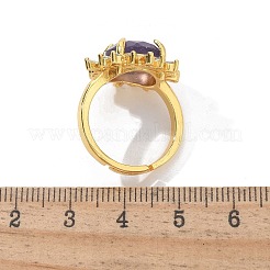 Anelli con pietre preziose sintetiche e naturali di girasole&nbsp;RJEW-B113-03G
