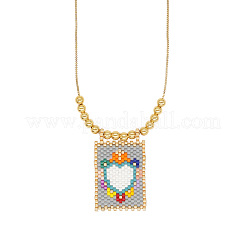 Collane con ciondolo a forma di cuore in perline di vetro in stile francese&nbsp;JX4155-4