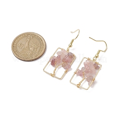 Pendientes colgantes de árbol con chips de cuarzo rosa natural&nbsp;EJEW-JE05734-03