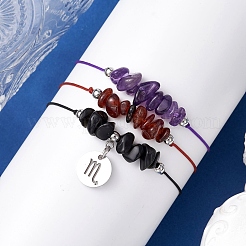 3 pz costellazioni regolabile in nylon intrecciato braccialetti di perline per donne e uomini&nbsp;BJEW-JB11325-08