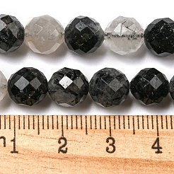 Natürliche turmalinierte Quarz / schwarze Rutilquarz Perlen Stränge&nbsp;G-D463-01A